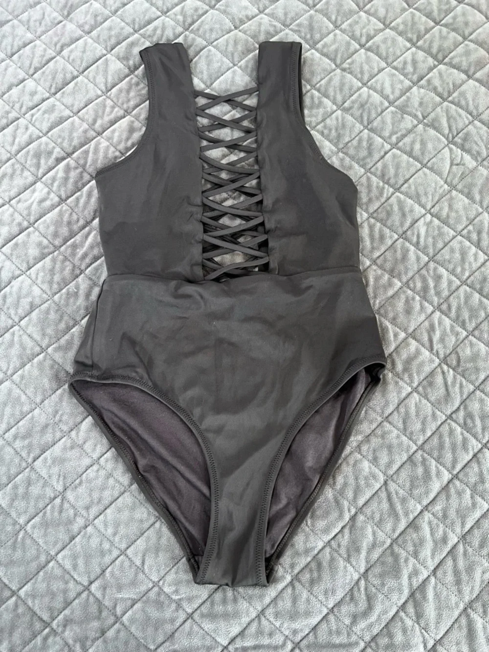 OYE Swimwear Jasmine One Piece Swim Suit Medium Plunging V Neck Lace Up Designer